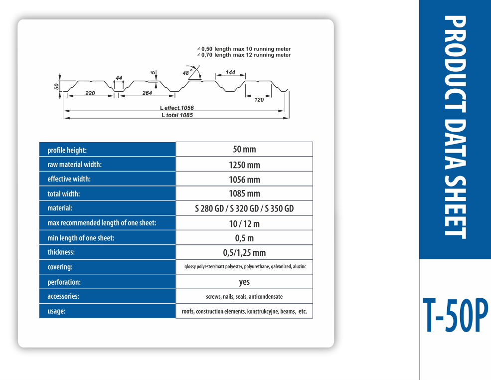 Høyprofilplate T50-T200