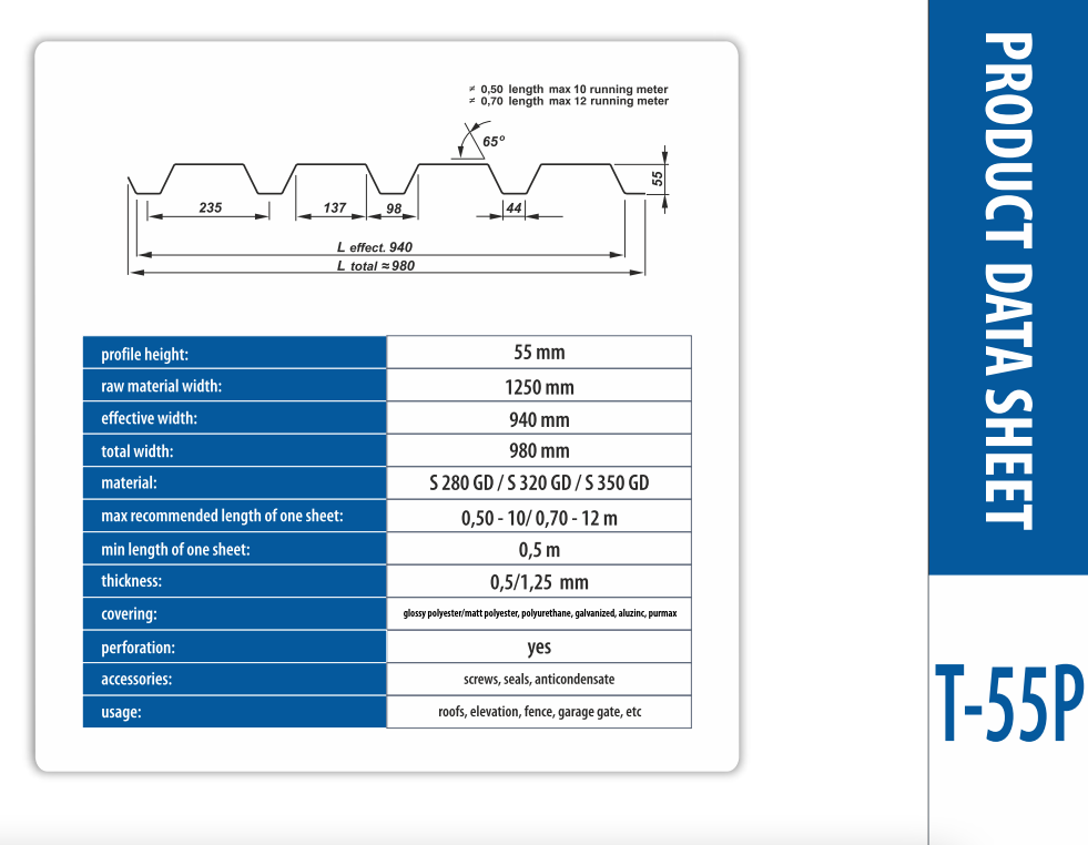 Høyprofilplate T50-T200